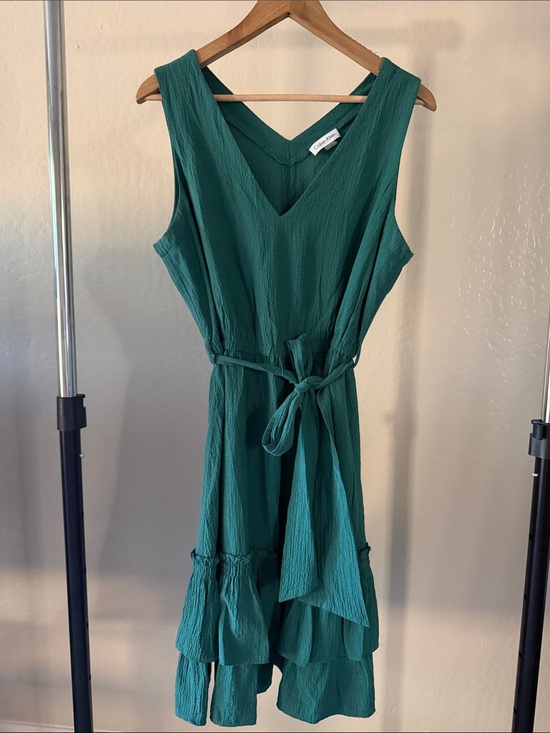 Calvin Klein Dresses & Skirts - Calvin Klein Midi Dress with Tie Waist Sleeveless Crinkle V-Neck Size 12